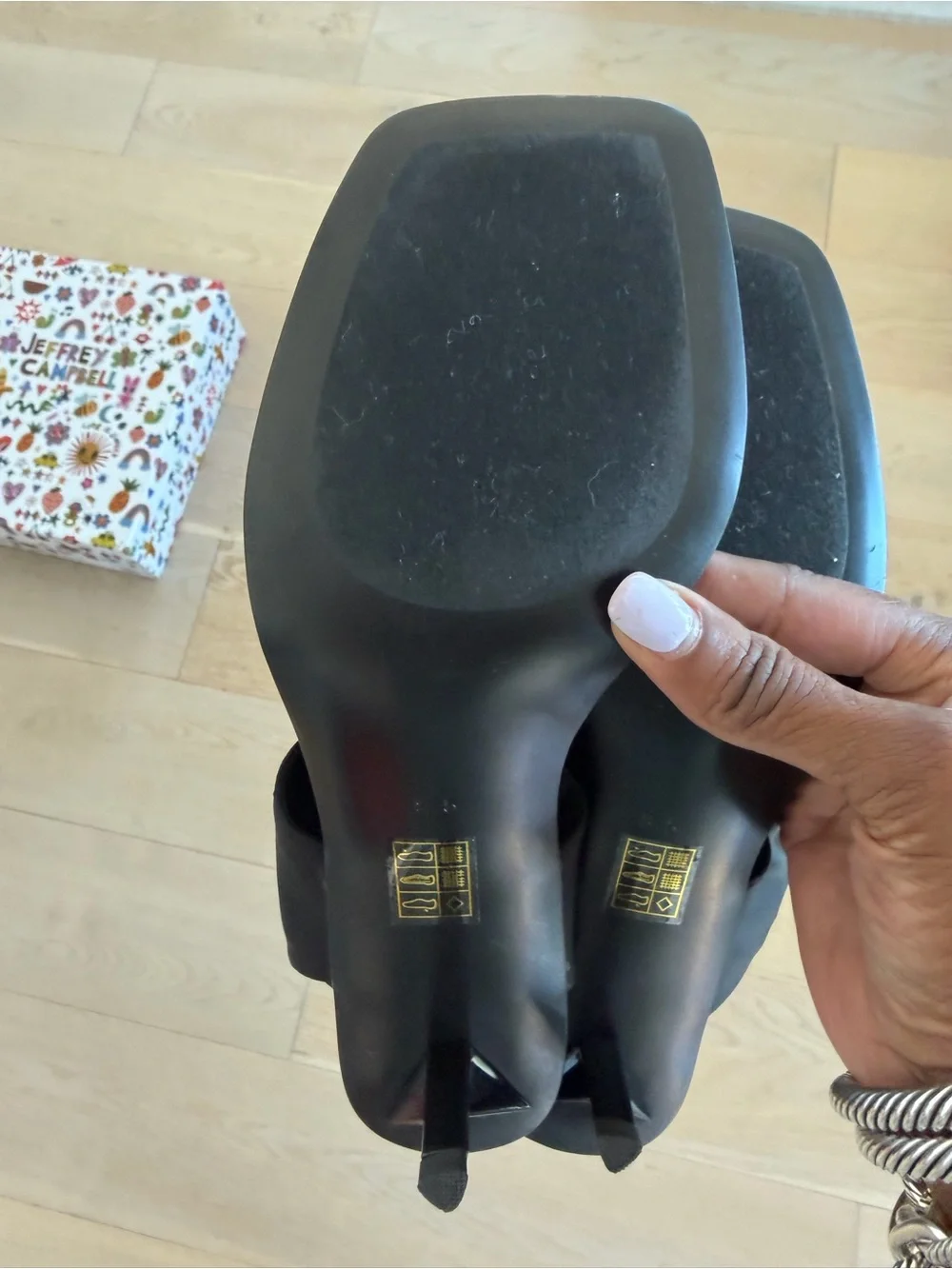 Jeffrey Campbell Black Thong Heel Sandals